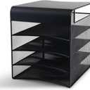 Safco Onyx Hanging Under Desk Organizer, 4 Trays, Office and Classroom Mailbox , Paper and Mail Sorter, Steel Mesh, Black