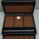 Juvale Mens Jewelry Box Organizer and Holder - Black Watch Box with Leather Valet Tray for Home Improvement - 12.6 x 9 x 4 In - Men's Jewelry Organizer