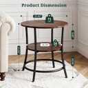 Round End Table, 21.65" 2-Tier Side Table with Storage Shelf, 21.65 x 21.65 x 21.85 inches