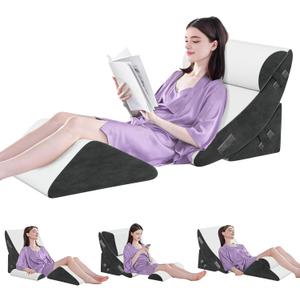 4Pcs Orthopedic Bed Wedge Pillow Set, Wedge Pillow for Sleeping, Adjustable Incline Elevated Memory Foam Wedge Pillow for Post Surgery, Snoring, Back, Leg Pain, Acid Reflux Relief