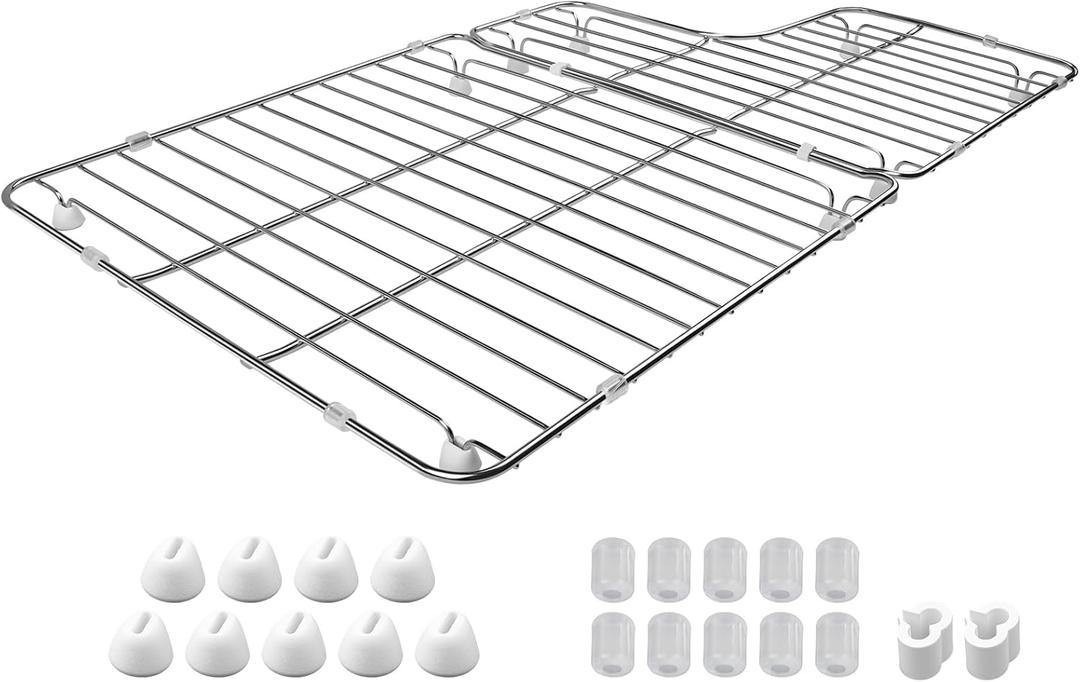 K-6449-ST Kitchen Sink Rack for Kohler Whitehaven K-5826 & K-5827  304 Stainless Steel Sink Protector Grid, Fits 26.18"x14.76"