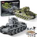 WW2 Army Tanks Toy Building Sets (1008 Pieces) Compatible with Lego, Create a Soviet T-34 & German Panzer 38(t) Tank, Great Military Model Toys Gift for Boys, Kids, and Teens Age 8+