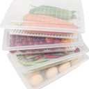 Food Storage Container, Plastic Food Containers with Removable Drain Plate and Lid, Stackable Portable Freezer Storage Containers - Tray to Keep Fruits, Vegetables, Meat and More (4,Large)