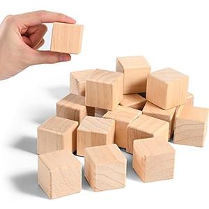 Wooden Cubes, 1.5 Inch Natural Wood Blocks, 36PCS Unfinished Squares With Rounded Corners for Crafts, Alphabet, Numbers or Puzzles Making