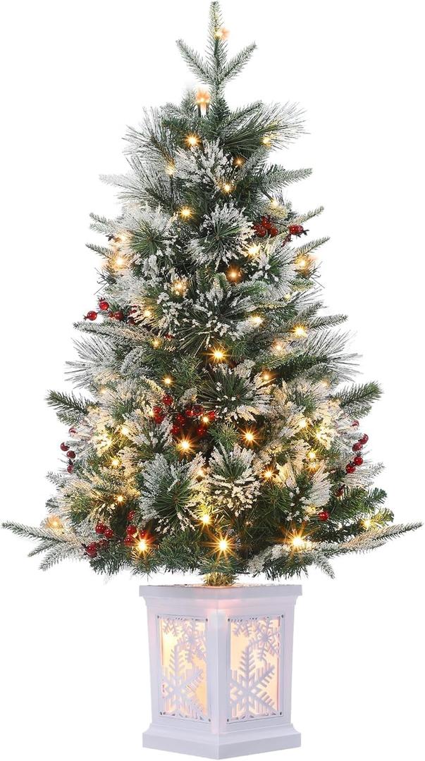 3 Ft Pre-Lit Christmas Tree, Artificial Christmas Trees with Lighting, Xmas Trees with 78 Led Lights, Christmas Decoration for Home, Office, Easy Assembly (Snow Base-) 3 Ft Pre-Lit Christmas Tree, Artificial Christmas Trees with Lighting, Xmas Trees with 78 Led Lights, Christmas Decoration for Home, Office, Easy Assembly (Snow Base-)