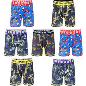 Transformers Boys' 7-pack Athletic Boxer Briefs With in Sizes 2/3t, 4, 6, 8 & 10 (Black, S)