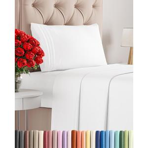 Twin Size 3 Piece Sheet Set - Comfy Breathable & Cooling Bed Sheets Set - Hotel Luxury Bedding for Women, Men, Kids, Teens, Boys & Girls - Deep Pockets, Ultra-Soft and Wrinkle Free - Oeko-Tex - White
