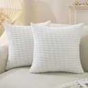 Decorative Throw Pillow Covers 20x20 Inch Set of 2,Boho Diamond Pillowcase for Couch Pillow Covers Home Decor Living Room Bed,Beige White