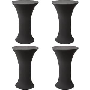 4 Packs 24x43 Inch Round Spandex Cocktail Tablecloth, Black Elastic Fitted Highboy Bar Table Cloth, High Top Circular Base Adjustable Pub Table Cover for Wedding Pool Party Anniversary