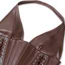Women's Y2K Leather Halter Corset Tops Backless Shapewear Top Slit Grommet Eyelet Lace Up Party Tank Club Outfits (X-Large, Brown)