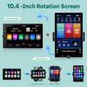 [2G+64G] Android 13 Single Din Vertical Car Stereo Rotatable 10.4 inch Touch Screen Radio with Carplay/Android Auto/EQ Audio/Bluetooth 4.2/SWC/GPS Navigation/FM RDS Radio +Backup Camera