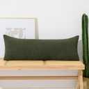 ORTIGIA 14x36 Boucle Long Lumbar Pillow Covers Green Textured Body Pillowcase Neutral Pillowcases for Indoor Couch Sofa Bed Cushion Living Room Modern Cushion Cases (Cover Only)