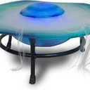 XBrand Tabletop Mist Fountain with 12 Color Changing LED Lights and Inline Control, 8 inch Tall, Glass and Metal, Blue