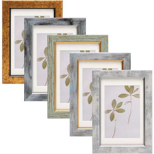 Fixwal 4x6 Picture Frame Set of 5, Vintage Photo Frame, Rustic Retro Picture Frame with Tempered Glass, Decorative Art on Walls and Tabletop Placement