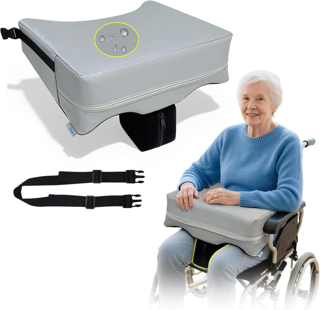 Wheelchair Table Tray Pillow, Wheelchair Lap Tray Cushion, Lap Buddy for Seniors Positioning, Patient Fall Prevention Safety Secure Accessories, Removeable Laptop Desk Reading Wedge