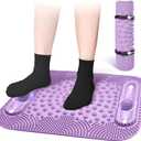 Foot Massage Mat with Two Massage Balls, 5-Zone Acupressure & Reflexology Mat for Various Stimulation, Portable Pressure Point Pad for Feet Relaxation, Pain, Fatigue Relief(Purple)