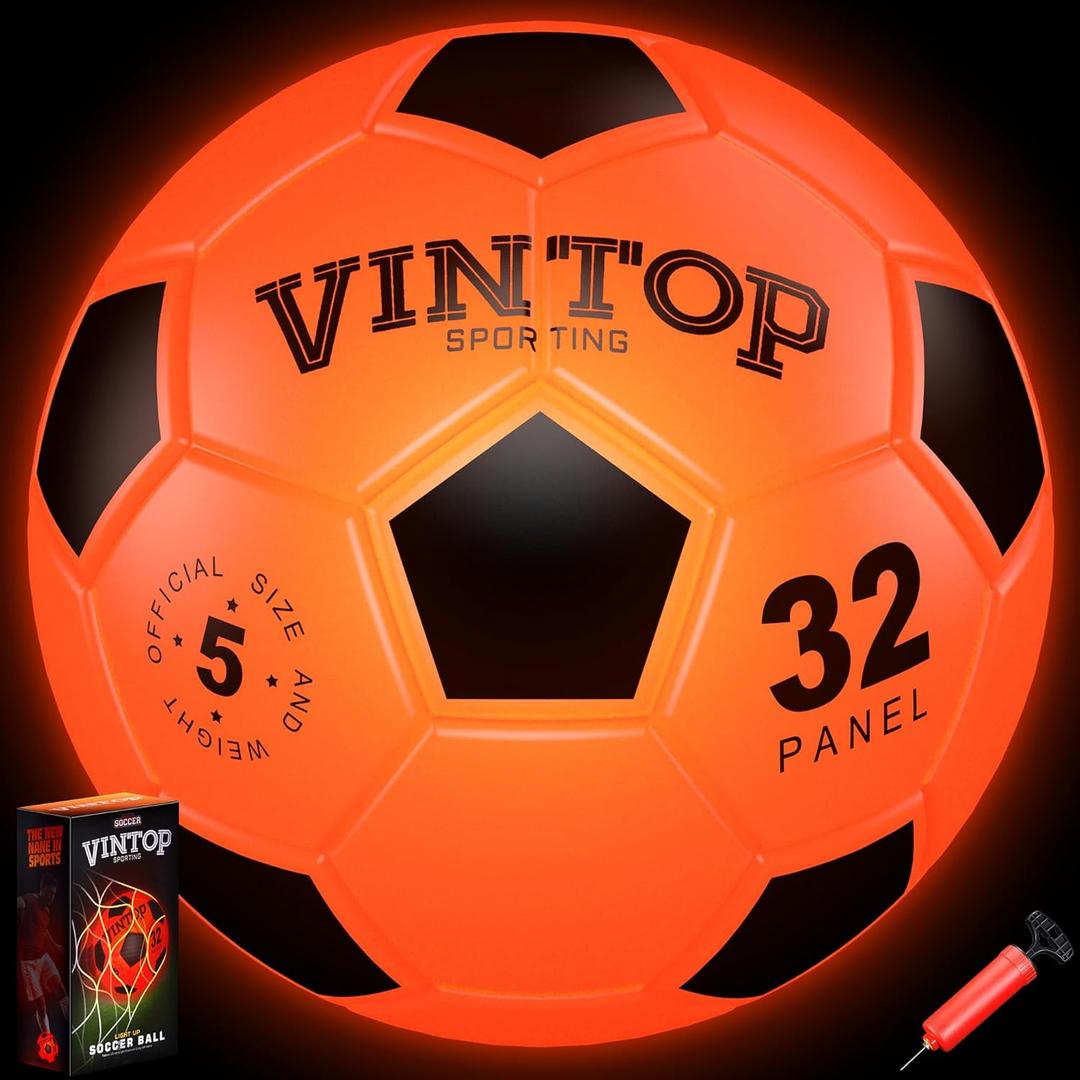 Glow in The Dark Soccer Ball for Kids Boys Ages 8-12 15, Light Up LED Soccer Ball Toys with Pump for Indoor/Outdoor, Fun Gift for Teens Christmas Birthday, Size 5 Night Sports Gear Games