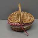 1pc Picnic Basket Vegetable Basket Bowl Rattan Bowl Round Rattan Basket Dinner Table Decor Storage Basket with Flower Basket Storage Baskets Food Basket Snack Child to Weave Wicker (26x18x15cm, Assorted Color 1)