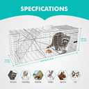 Live Animal Cage Trap, 31" x 11" x 12" Heavy Duty Folding Raccoon Traps, Humane Cat Trap for Stray Cats, Raccoons, Squirrel, Skunk, Mole, Groundhog, Armadillo, Rabbit, 24" x 7" x 8"