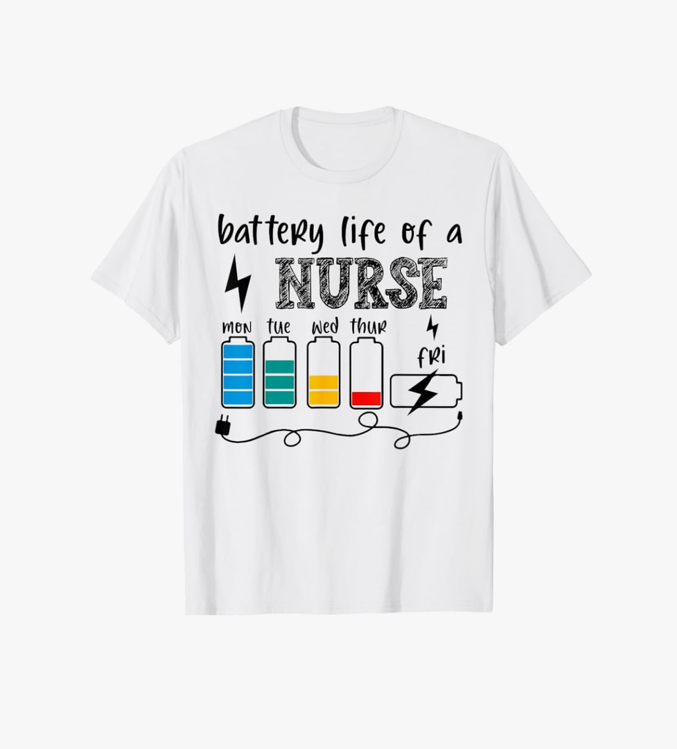 funny school nurse battery life of a nurse gift for nursing T-Shirt 3XL
