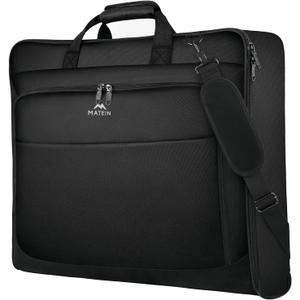 MATEIN Garment Bag for Travel, Large Carry on Garment Bags with Strap for Business, Waterproof Hanging Suit Luggage Bag for Men Women, Wrinkle Free Suitcase Cover for Shirts Dresses Coats, Black