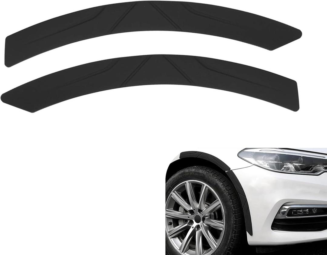 2PCS Car Wheel Tire Eyebrow Strips, Silicone Anti Fender Potector, Universal Fender Flare Arch Lip Trim Strips, Self Adhesive Body Edge Protector, for Most Cars (Black)