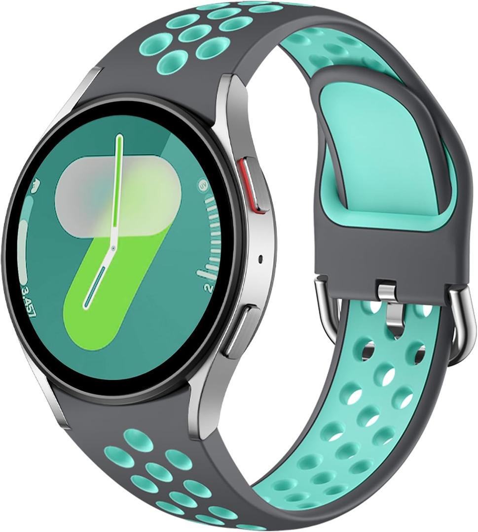 DaQin No Gap Sport Band Compatible with Samsung Galaxy Watch 7/6/5/4 Bands 40mm 44m/Galaxy Watch FE/Watch 6 4 Classic 43mm 47mm 42mm 46mm/Watch 5 Pro 45mm, 20mm Soft Silicone Wristbands for Women Men