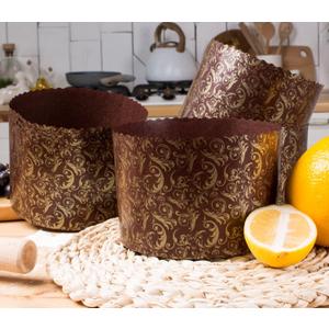 Brown Non Stick Panettone Paper Baking Molds - 12oz Panettone Kulich Paska Easter Bread Forms - 12 Pack (Medium)