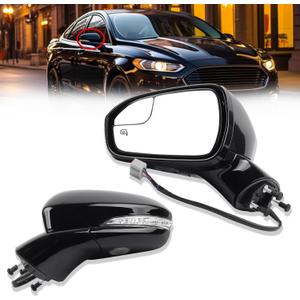 Dasbecan Left Driver Side Power Door Mirror Compatible with Ford Fusion 2013-2015 Power | Heated | Turn Signal | Puddle Light | Manual Folding | DS7Z17683BA | Black | 7Pins