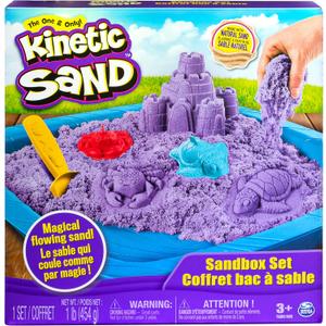 Kinetic Sand, Sandbox Playset with 1lb of Purple and 3 Molds, for Ages 3 and up
