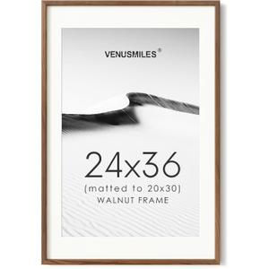 24x36 Poster Frame, USA-Sourced Natural Walnut Wood Picture Collage Frame, 24X36, 1P