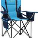 FAIR WIND Padded Camping Chair 500LBS Capacity Heavy Duty Oversized Folding Chair for Heavy People Portable Lawn Chair with Adjustable Lumbar Support, Cooler Bag & Cup Holder for Outdoor, Beach