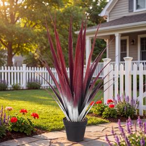 Giegxin 1 Pcs 26'' Realistic Red Artificial Aloe Vera Plant Faux Agave Plant Potted UV Resistant Agave Artificial Greenery Outdoor Indoor for Housewarming Gift House Garden