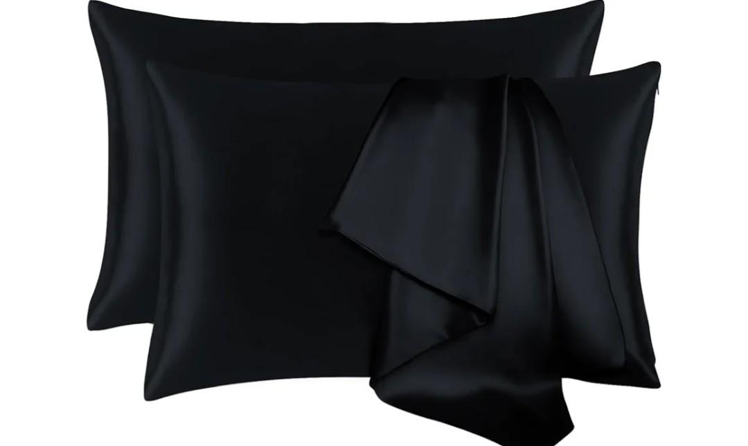 Sutuo Home Silk Pillowcase 2 Pack 100% Mulberry Silk Pillow Cases for Hair and Skin 6A Both Sides 19 Momme Natural Silk Pillow Cover Super Soft and Smooth Queen 20"x30" Black