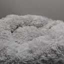 RAINFLOW Cat Bed - Calming Cat Bed for Small Kittens Donut Washable Round for Indoor Kittens and Puppies, Anti-Slip Round Fluffy Plush Faux Fur, Medium, Light Grey