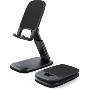 Lamicall Cell Phone Stand for Desk - [Height Adjustable] Foldable Mobile Phone Holder, Portable Stand for iPhone 17 16 15 14 13 12 11 Pro Max Plus Air, Galaxy S25, Telephone, Office Gift Accessories