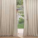 MIULEE Non-See-Through Privacy Linen Curtains 2 Panels, Light Filtering Window Curtains Farnhouse Textured Back Tab Semi Sheer Drapes for Bedroom Living Room, 52 x 72 Inches Long, Taupe