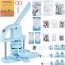 VEVOR Button Maker, 1/1.25/2.28 inch(25/32/58mm) 3-in-1 Pin Maker, 300pcs Button Parts, Ergonomic Arc Handle Punch Press Kit, Button Maker Machine with Panda Magic Book, for Children DIY Gifts, Blue