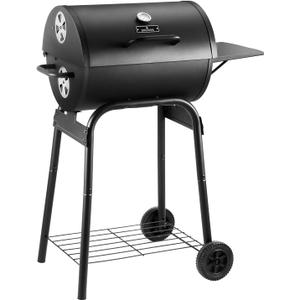 Charcoal Grill Outdoor BBQ Grill, Barrel Charcoal Grills with Side Table, with Nearly 500 Sq.In. Cooking Grid Area, Outdoor Backyard Camping Picnics, Patio and Parties, Black (Regular size)