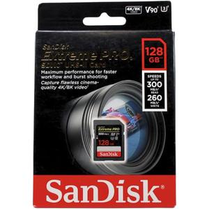 SanDisk 128GB Extreme PRO SDXC UHS-II Memory Card - C10, U3, V90, 8K, 4K, Full HD Video, SD Card - SDSDXDK-128G-GN4IN
