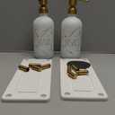 Kitchen Soap Dispenser Set, 16oz Hand and Dish Soap Dispenser Set with 2 Instant Dry Trays, Stainless Steel Pump, Refillable Glass Bottle for Kitchen and Bathroom Countertop (White)