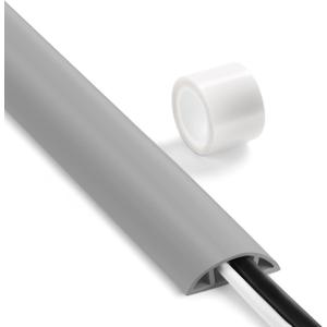 Floor Cable Cover 3ft Grey, LZEOY Cord Covers for Wires on Floor, Cord Hider Floor Cable Management, Extension Cord Floor Cover Low Profile, Floor Cord Cover for Office/Carpet/Floor