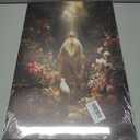 Framed Jesus and Lamb Canvas Wall Art Jesus In The Garden Religious Art Painting Christian Poster Decorative Painting Spiritual Faith Picture Gallery Style Print Home Decor 23.5 x 16Inch Ready To Hang