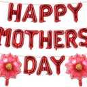 2 x Red Happy Mothers Day Balloons Set, 16 Inch Mothers Day Foil Balloons Sunflower Balloon for Mother's Day Party Decorations, Mothers Day Decorations for Home Party Supplies