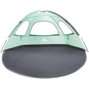 NXONE Beach Tent Sun Shade Shelter for 3/4/6 Person Person with UV Protection, Extended Floor, 3 Mesh Roll Up Windows & 8.0/8.5mm Fiberglass RodsCarry Bag Included (Mint Green)