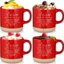 4 Pcs Employee Appreciation Gifts Bulk 12oz Inspirational Ceramic Coffee Mug Thank You Mug Gifts for Social Worker Coworker Staff Office Teacher(Red,Team)