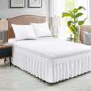 FreshCulture Elastic Wrap Around Bed Skirt - Easy Fit with 22-Inch Tailored Drop, Hotel Quality Dust Ruffle for Full Size Bed (White)