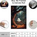 FOTRIC Halloween Wall Art Ghost and Cat Wall Art Ghost Pictures Canvas Prints Vintage Halloween Black Cat Wall Decor Spooky Pumpkin Art Gothic Bathroom Aesthetic Decor Canvas Roll 20x30 inch