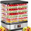Homdox Food Dehydrator for Jerky & Fruit, 8 BPA-Free Trays, 72H Timer & Temp Control 158F, 400W Dehydrator Machine for Herbs, Veggies, Meat, Dog Treats, Fruit Roll Sheet Included