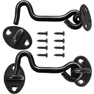 Cabin Hook and Eye Latch for Door, 2 Pack 4 Inches Barn Door Latch and Privacy Hooks, Cabin Door Gate Latche Best for Window, Bedroom, Sliding Door (Black)